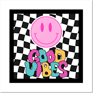 Good vibes Smiling Happy Tee Cute 80s Groovy smile Posters and Art